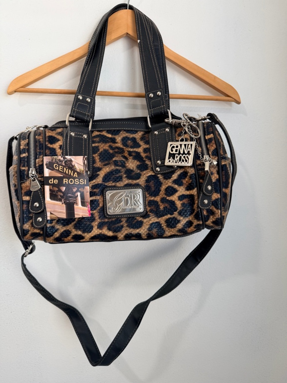 Leopard Print Satchel Bag in Brown and Black